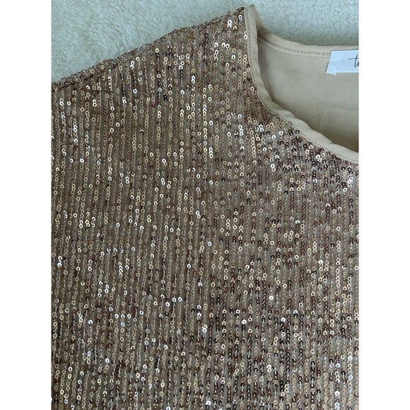 Tahlula Gold Sequined Top Cap Sleeve Size 1X Holiday Party Sparkle - Picture 3 of 8